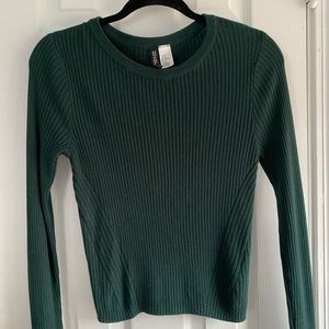 H&M Green Rib Fitted Crop Sweater